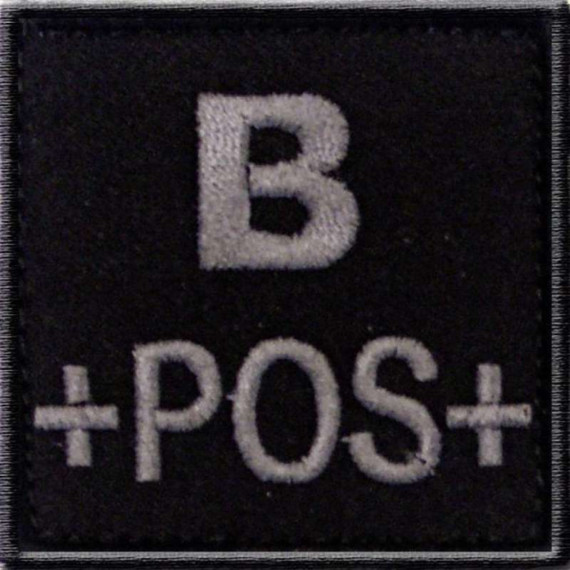 Porte-clés Brodé Groupe Sanguin B+ – Style Militaire Noir, Neuf Avec étiquettes, Fait En France