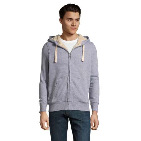Sweat veste à capuche Molletonné Gris Chiné