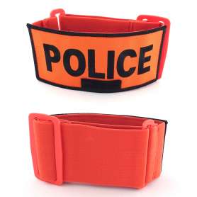 Brassard Brodé POLICE orange Porte Numéro