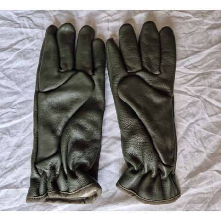 Gants en cuir vert foncé militaire (originaux) d'occasion 7 L