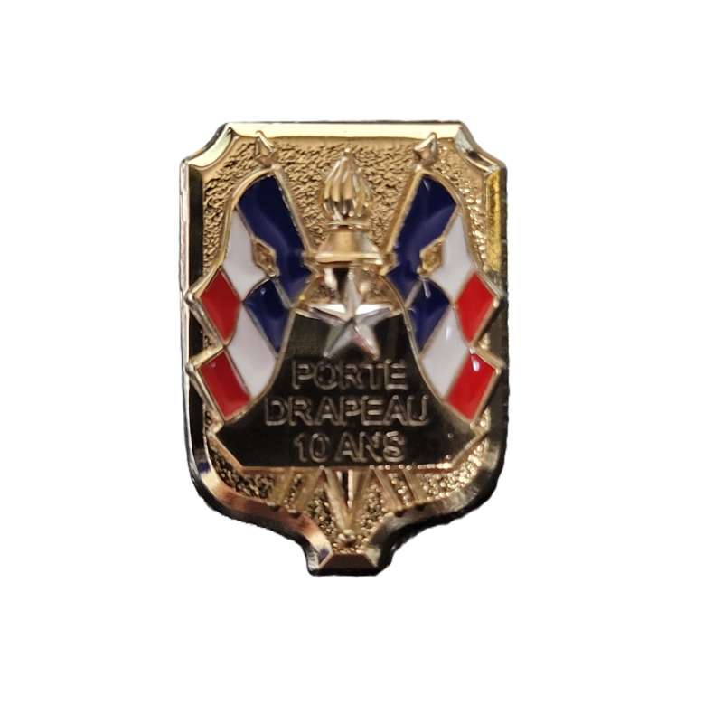 Insigne Porte-Drapeau 10, 20 Ou 30 Ans – Taille 20 X 15 Mm (Modèle 10 Ans)