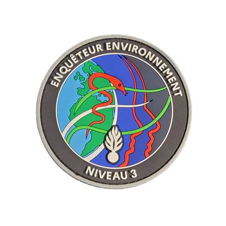 Écusson Enquêteur Environnement Niveau 3 Argent Gendarmerie Nationale PVC 3D sur scratch
