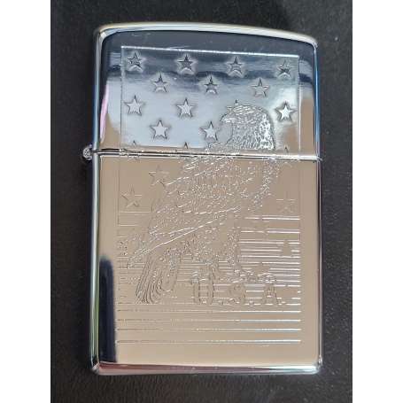 Zippo USA Aigle Pygargue Etoiles Chrome Janvier 1996 Entièrement neuf
